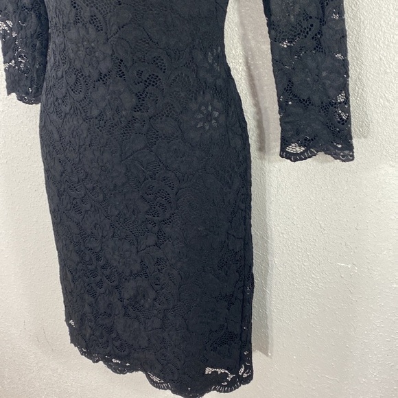 White House Black Market Black Lace 3/4 Sleeve Sheath Dress XXS DD2 - Picture 8 of 12